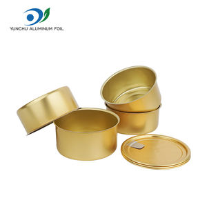 Caja Redonda <span class=keywords><strong>de</strong></span> Aluminio para Galletas, Apta para Alimentos, <span class=keywords><strong>de</strong></span> 6.3 oz, Caja Metálica para Ensaladas, Atún, Refrigerios, Comida para Mascotas, Empaque DingChi con Tapa - Product Image 1
