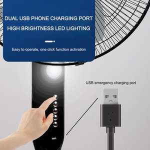 16 inch năng lượng mặt trời AC DC 12V với ánh sáng LED 5 Blades có thể sạc lại năng lượng mặt trời đứng <span class=keywords><strong>fan</strong></span> hâm mộ với bảng điều khiển và pin chủ tầng quạt năng lượng mặt trời - Product Image 4