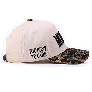 MOMMIN' Too Busy to Care Gorra de béisbol de varios paneles con estampado de leopardo 100% algodón para mujer |   Gorra Ajustable Estilo Vintage Y2K para Mamá y Papá - Product Image 2