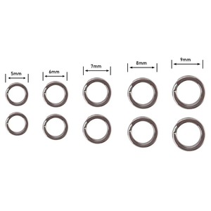 Appâts pour poissons Leeches, 200 pièces, anneaux fendus en acier inoxydable pour eau salée, 5 mm-9 mm, appâts pour suceurs de sang, kit d'accessoires de pêche - Product Image 6