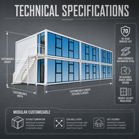 Maisonnette moderne entièrement meublée, unité d'habitation annexe (ADU), maison préfabriquée modulaire en conteneur, cabane de vie déplaçable, entrepôt portable, bureau de chantier modulaire