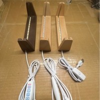 Support de lampe à LED en forme de U cadre Photo en bois de hêtre massif support de calendrier de bureau Base lumineuse à piles pour chambre bricolage
