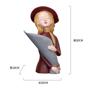 Elegant <strong>Lady</strong> Resin Figurine Wide Brim Hat Woman Art Sculpture Holding Bouquet Modern Romantic Home Decor for Bedroom Living Room - Product Image 6