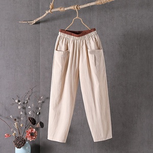 Vente <span class=keywords><strong>en</strong></span> gros <span class=keywords><strong>en</strong></span> usine Offre Spéciale pantalons grande taille pour femmes pantalons décontractés <span class=keywords><strong>en</strong></span> coton et <span class=keywords><strong>lin</strong></span> de couleur unie pour femmes - Product Image 1