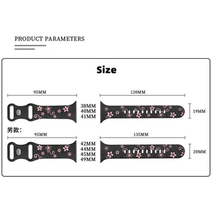 Correa de Reloj de Silicona Grabada de Doble Capa para <span class=keywords><strong>Apple</strong></span> ultra 2 3 11 10 9 8 7 <span class=keywords><strong>6</strong></span> - Correa de Reloj Personalizable Transpirable de Dos Colores con Diseño Floral - Product Image 4