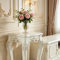 Support de plantes en bois blanc européen, table à fleurs sculptée ornée, table d'appoint vintage pour la décoration intérieure, vente en gros