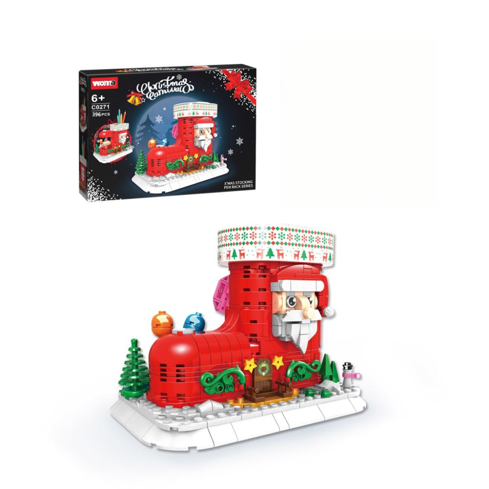 Portalápices con forma de calcetín navideño