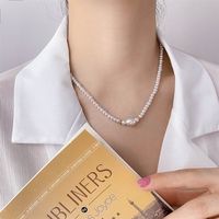 Collier Bowei, style doux, chaîne de perles, perles rondes, forme irrégulière