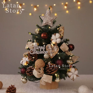 DAMAI Merry Christmas Mini <b>Lighted</b> Christmas <b>Tree</b> With Butterflies for Christmas <b>Tree</b> Solid Wood Base for Home Desktop Ornament - Product Image 6