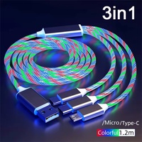 Cable de Carga Rápida 3 en 1 USB Tipo-C Micro USB 2.4A de Alta Calidad, Material de PVC, Conductor de Cobre Puro para Auriculares y Bancos de Energía