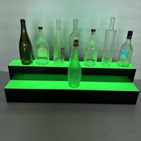 Présentoir à Bouteilles Lumineux LED en Acrylique à 2 Niveaux, Étagère Éclairée pour Bouteilles de Vin, Présentoir à Bouteilles pour Boîte de Nuit et Lounge
