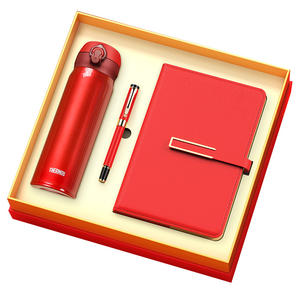 Thermos Water Bottle Notebook Pen Set Red Business Gift Box Durable Office Supplies Modern Style <b>Promotional</b> Gift - Product Image 1