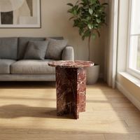 Table basse ronde en marbre de luxe pour salon, table basse en marbre Rosa Levanto, table d'appoint