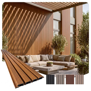 Panneau mural rainuré en WPC imperméable pour extérieur, revêtement mural en composite bois-plastique pour la décoration de la maison - Product Image 2