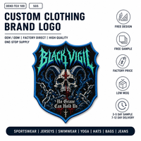 Écusson brodé personnalisé pour groupe de rock, patch tissé en forme de bouclier, patch heavy metal pour veste streetwear, sac à dos, chapeau, appliques