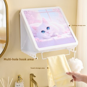 Waterproof Thickened Foldable Plastic PE Square Wall-Mounted <b>Storage</b> <b>Box</b> 10-20L Capacity for Bathroom Toilet Punch-Free Mounting - Product Image 2