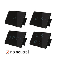 Smart life-interruptor de luz de vidrio para el hogar, pulsador con wifi RF433, No Neutral, 1/2/3/4 entradas, con control de voz estándar de EE. UU., alexa y google home
