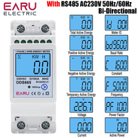 Compteur d'énergie bidirectionnel multifonction 230V 100A avec réinitialisation, pour énergie solaire, tension, courant, fréquence, communication RS485 DDS665-