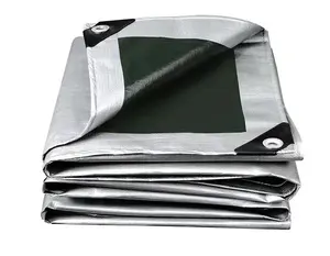 Waterproof UV treated Silver/Green PE/poly canvas tarps for Canopy Roofing cover