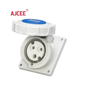 AJCEE NEW TYPE 3231 3P 2P+E 32A IP67 industrial panel mounted angle socket and plug with CE CB CCC