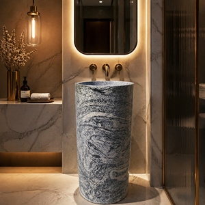 Poulars - Lavabo de Pedestal de Piedra Natural de Lujo, Fabricado a Mano, de Granito Juparana - Product Image 5