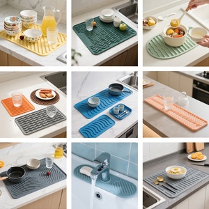 Manufacturer Custom Logo Silicone Anti Slip <b>Kitchen</b> Drain <b>Mat</b> Pad Heat Resistant Food Grade Eco-Friendly Dish Fast <b>Sink</b> <b>Mat</b> - Product Image 1
