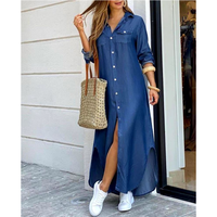 Nouvelle Robe Chemise Femme Automne Printemps, Manches Longues à Boutonnage Simple, Longue et Tendance Imprimée, Grande Taille Décontractée