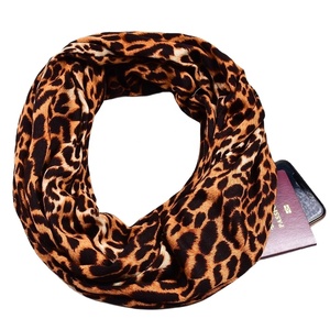 Summer Fashion Travel Loop <strong>Scarf</strong> Wrap Women Leopard Print Infinity <strong>Scarf</strong> <strong>With</strong> Zipper <strong>Pocket</strong> - Product Image 1