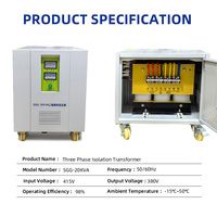 Transformador de Aislamiento Trifásico de 20 kVA, 415 V a 380 V, 50 Hz/60 Hz, 30.4 A, Tipo Seco, Totalmente de Cobre, para Máquina de Corte por Láser