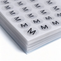 Etiquetas transparentes de PET para tallas de ropa, pegatinas transparentes de talla 'M', marcadores de talla a granel para prendas de vestir y comercio electrónico