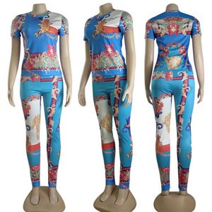Herbst neues Outfit Sommer hose Set T-Shirt mit engen Hosen modischen Designer 2 Stück Set Frauen - Product Image 2