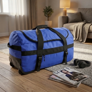 <span class=keywords><strong>Borsone</strong></span> da <span class=keywords><strong>Viaggio</strong></span> Personalizzato Grande in Tela Cerata con <span class=keywords><strong>Trolley</strong></span> per Palestra e Campeggio, Impermeabile - Product Image 5