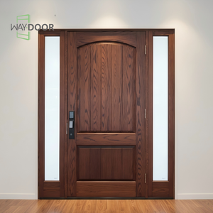 <span class=keywords><strong>Porte</strong></span> d'entrée simple en bois massif (Acajou/Chêne) avec panneaux de verre latéraux doubles, insonorisée et finie – Offre Spéciale - Product Image 5