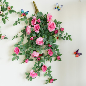 Guirlandes de roses artificielles à suspendre, fleurs en soie plastique, décoration moderne pour la maison, accessoires de mariage - Product Image 1