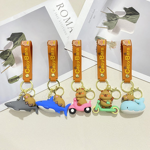 Hot Eco-friendly Cute Cartoon Alloy Silicone Keychain PVC Rubber Small Gift Carabiner Pendant Machine-Coupled Doll Couple