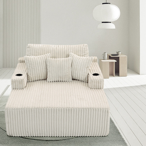 Không xương loveseat phòng chờ Sofa giường bọt nén đôi Chaise đám mây đi văng ghế vải to sợi sàn Ghế ngủ với cốc chủ sở hữu - Product Image 5