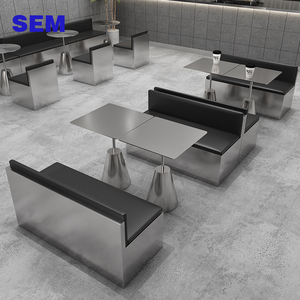 Industrial Style Coffee Shop Stainless Steel <b>Wall</b>-<b>Mounted</b> Booth Dessert Shop Custom-Made <b>Tables</b> and Chairs Long Benches - Product Image 5