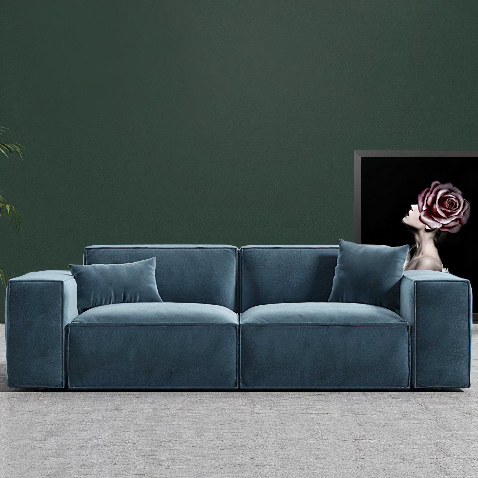 Green high quality premium luxury furniture lounge Italian modern fabric velvet sofa set sofas living room