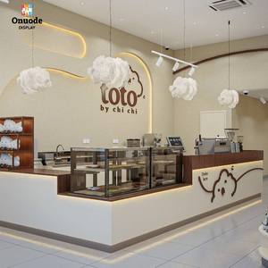 Diseño Moderno de Quiosco para Cafetería |   Mostrador de Café Elegante para Cafeterías Modernas en Centros Comerciales, Barra de Café - Product Image 1