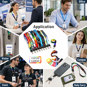 Custom Logo <b>Lanyard</b> Wholesale Colorful <b>Polyester</b> Strap With ID Card Holder Metal Clip For Exhibition Conference Event gift - Product Image 4