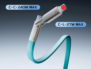 Câble de données 2-en-1 240W 5A à charge rapide en cuivre pur et silicone avec support de téléphone, coudé à 90° et rotation à 360° multi-angles, Type-C vers Type-C - Product Image 1