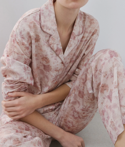Conjunto <span class=keywords><strong>de</strong></span> Pijamas <span class=keywords><strong>de</strong></span> Algodón para Mujer, Estampado Floral, Largo, Suave y Cómodo para Dormir, Primavera-Otoño - Product Image 3