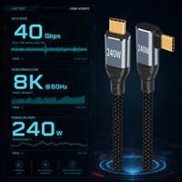 Cable USB 4 USB-C de 40 Gbps y 240 W PD 8K/60 Hz, Trenzado de Aleación de Aluminio, Compatible con Thunderbolt 3/4 para Laptop, Monitor y VR