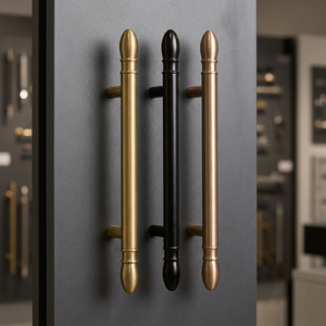 Poignée de tirage latérale moderne Helga en aluminium avec centre en acier inoxydable SS304 pour porte d'armoire et quincaillerie de meuble - Product Image 3