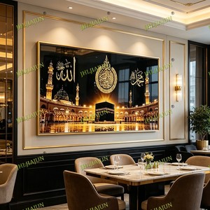 Modern Muslim Kaaba Clock <b>Wall</b> Art Holy City Makkah Islamic Home Decoration Ramadan Eid Gift LED Crystal Porcelain Painting - Product Image 6