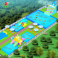 Projet de parc d'attractions gonflable sur mesure, parc d'attractions géant personnalisé pour attraction touristique