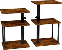 Table d'appoint d'angle rotative 360° avec plateau relevable, hauteur réglable, station de charge et roulettes pour canapé et chambre