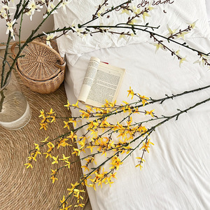 Flor Artificial de Forsythia de Seda, Amarilla, Blanca y Naranja, Rama Individual, Alta Simulación, Decorativa para el Hogar, Sala de Estar, Mesa - Product Image 4