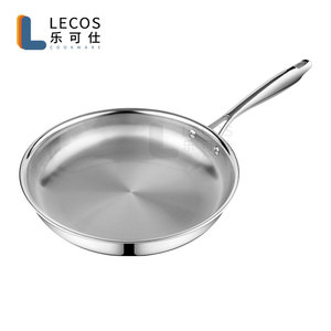 Sartén de <span class=keywords><strong>3</strong></span> capas sin revestimiento OEM de proveedores de fábrica, sartenes de tres capas para cocinar, sartén de acero inoxidable 304, utensilios de cocina con fondo plano - Product Image 6