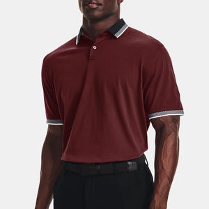 Camiseta Polo informal ajustada con cuello de hoja de 3 botones para hombre, polos secos y transpirables de corte regular - Product Image 1